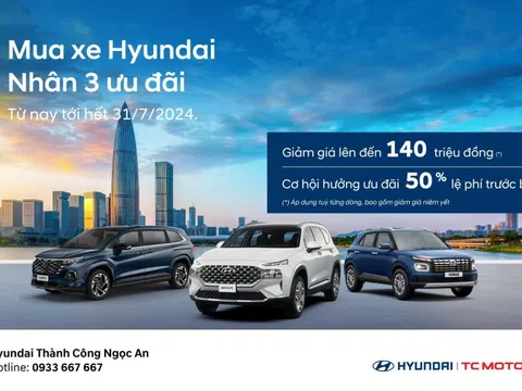 Nhận ngay ưu đãi “nhân 3” khi mua xe Hyundai trong tháng 7